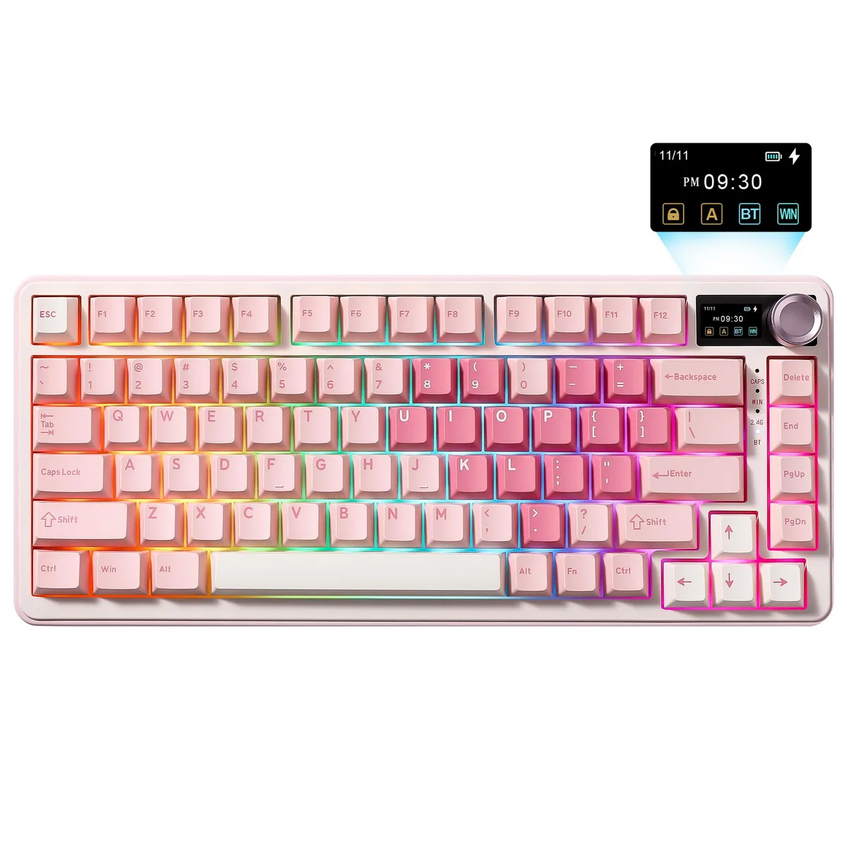 YUNZII YUNZII B75 PRO MAX 75% Wireless Mechanical Gaming Keyboard Pink Cocoa V2 Switch — photo du produit