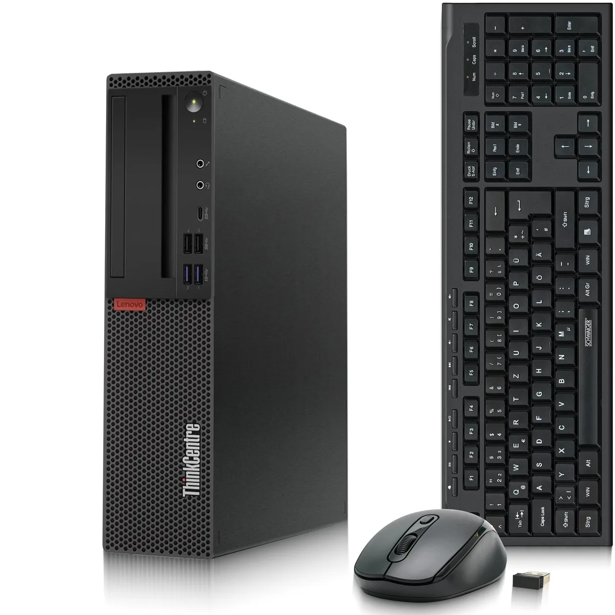 Small black desktop tower with compact chassis