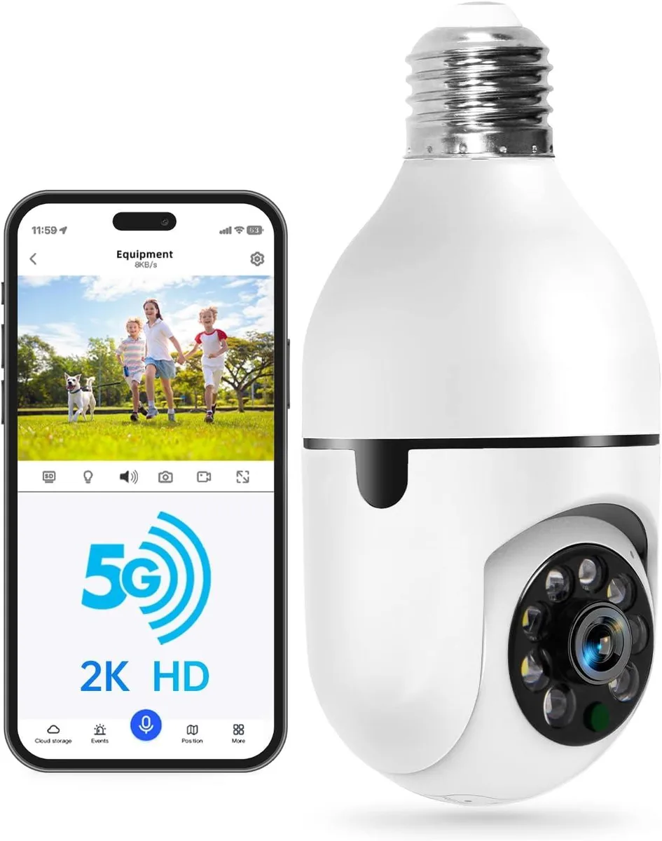  Clover T-CP8040LF-W3M 2K Wireless Surveillance Light Bulb Camera 5G &amp; 2.4GHz — fotografie produktu