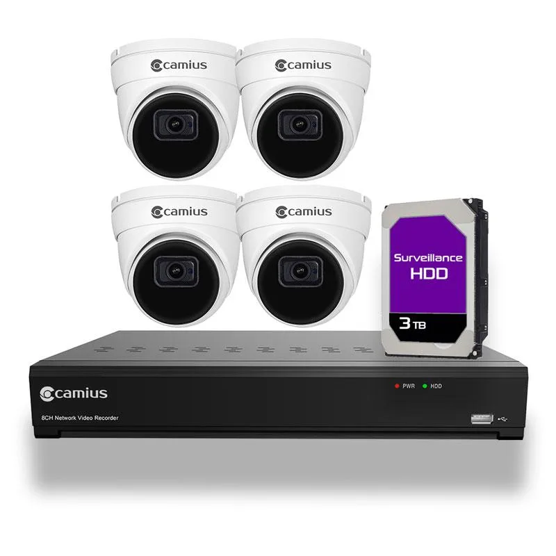 Camius Camius IPvault IPVAULT1128PR 8-Channel NVR Kit with 4 5MP PoE Dome Cameras, 3TB HDD — product photo