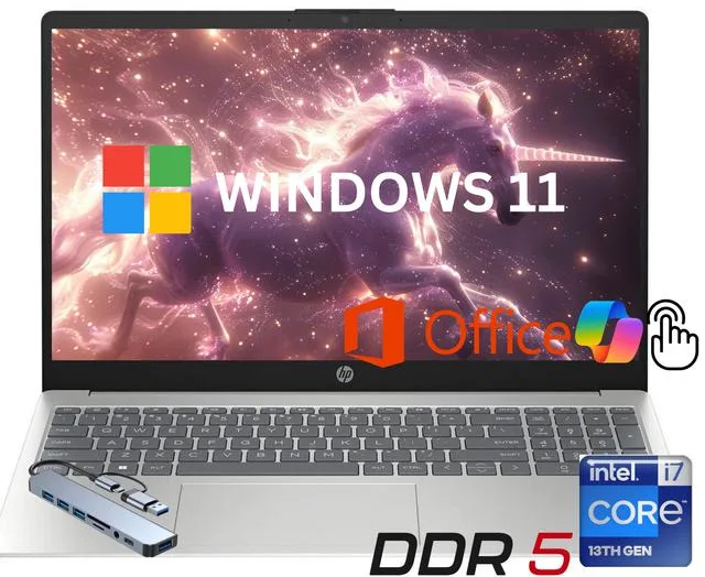 HP HP 15.6" Touchscreen Laptop Core i7-1355U 16GB 256GB Silver — photo du produit