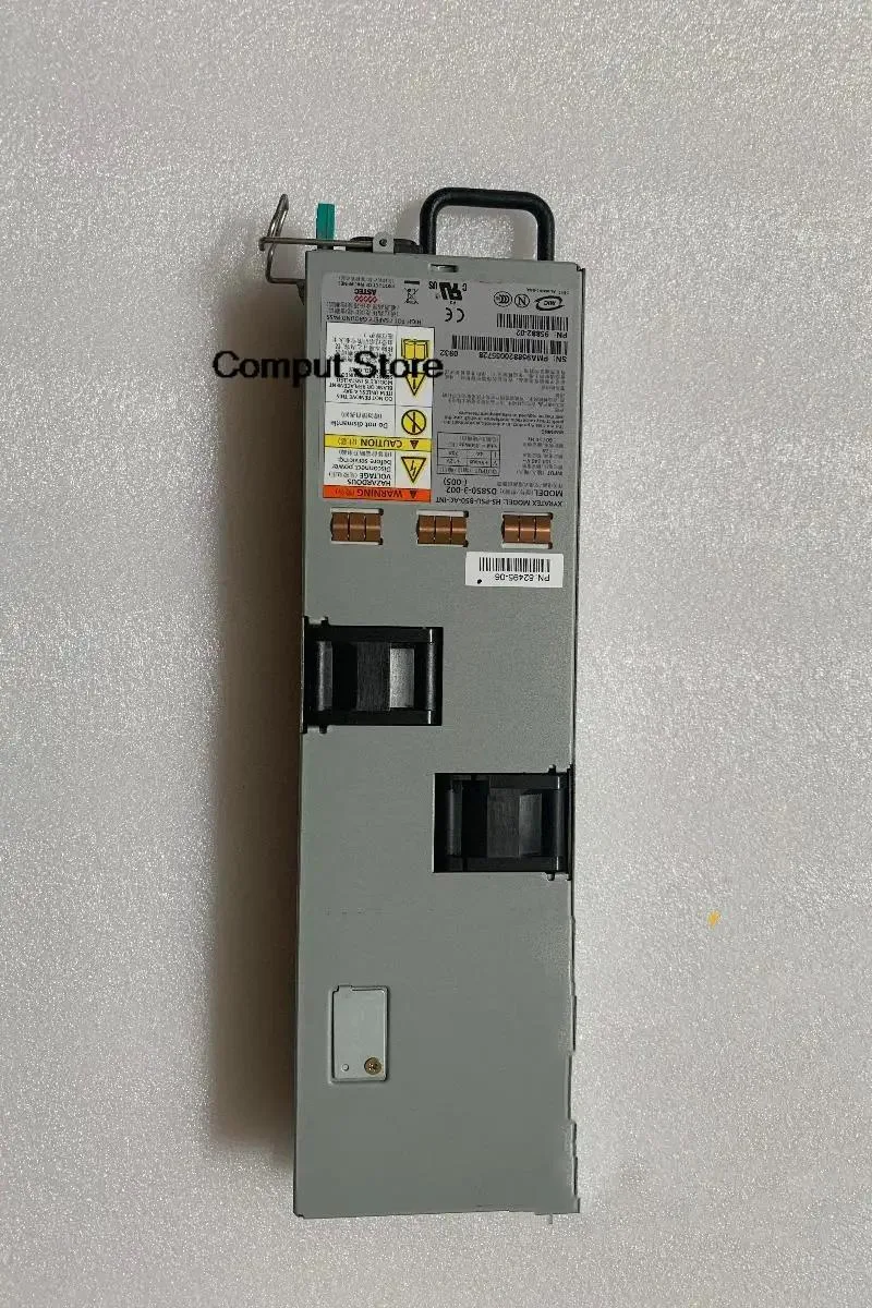Rectangular black ATX power supply unit with ventilation grille and power socket