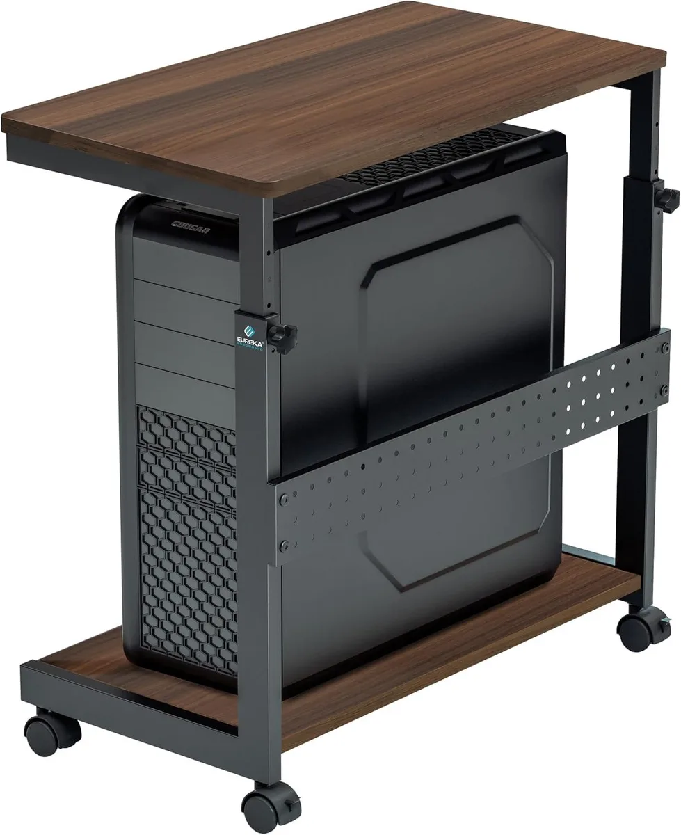 TAURKENAM TAURKENAM Height Adjustable PC Stand 23-33 in Walnut — photo du produit