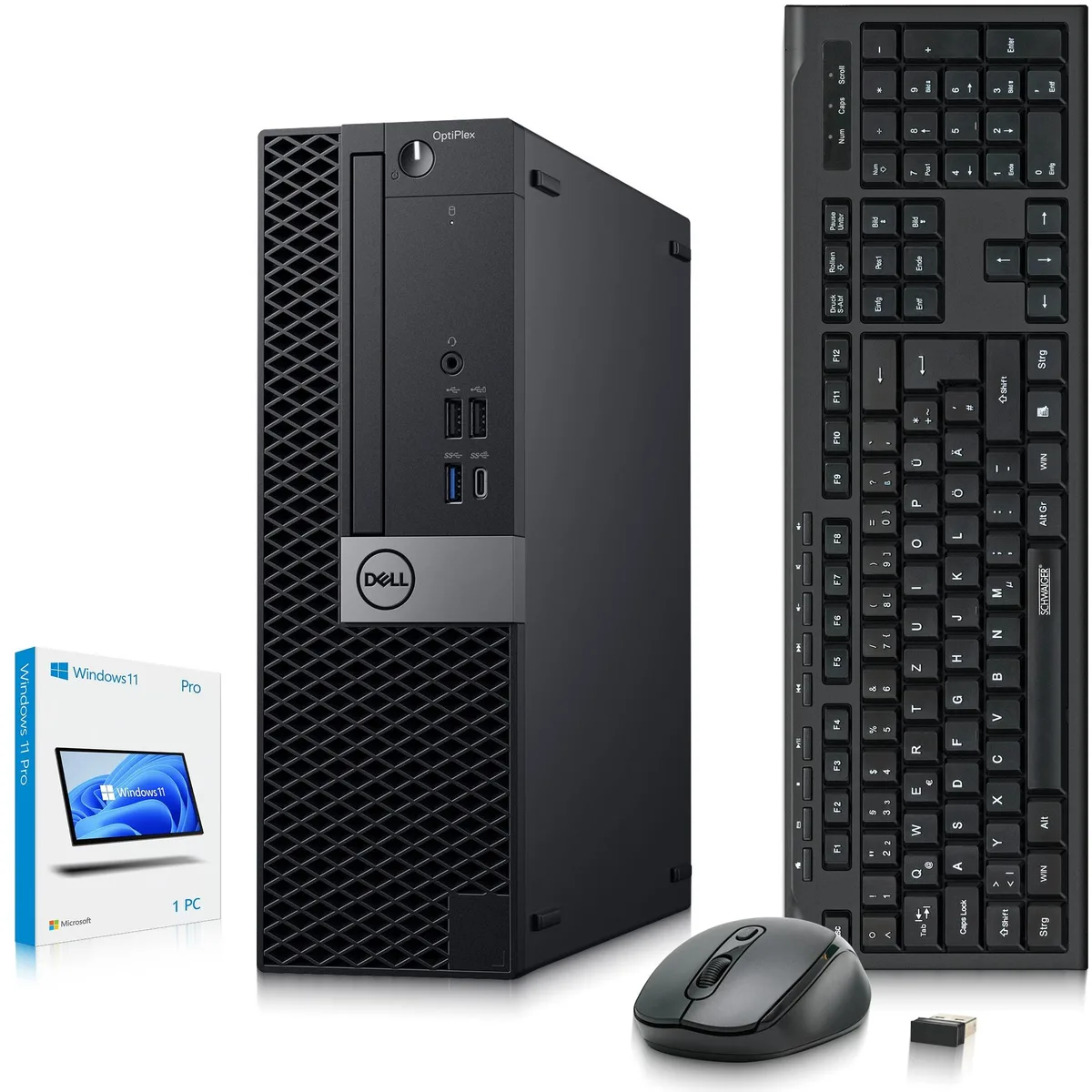 Small black Dell OptiPlex 5070 tower standing upright
