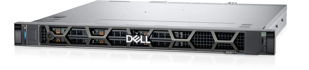 Silver 1U rack server chassis with front drive bays