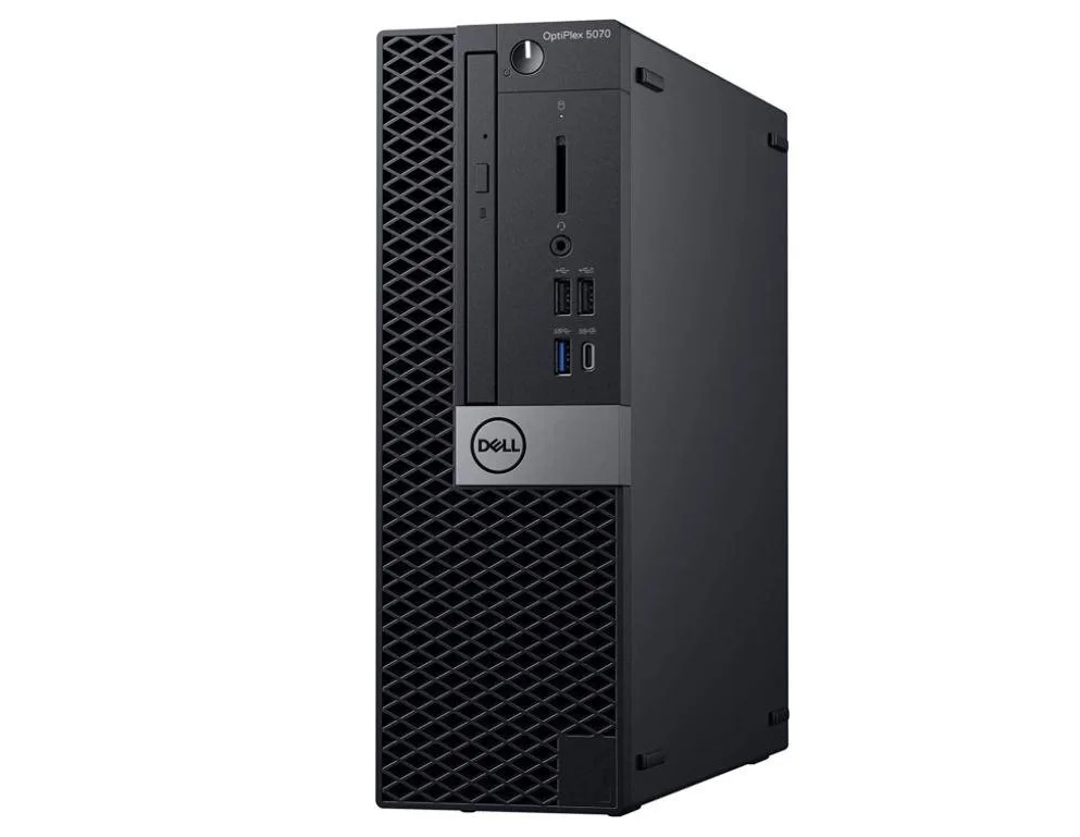 Small black Dell OptiPlex 5070 SFF desktop tower