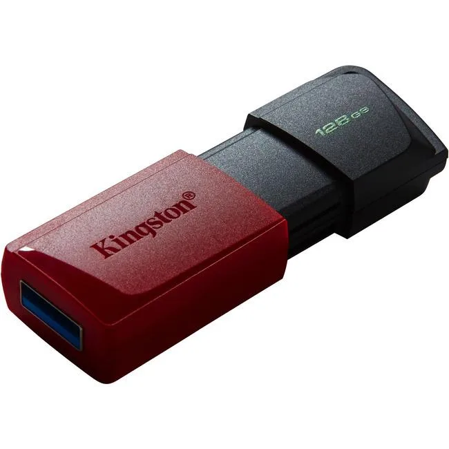 Black Kingston DataTraveler Exodia M USB flash drive with red sliding cap and keyring loop