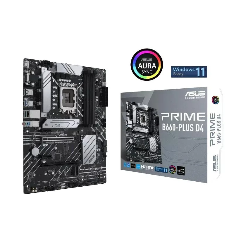 ASUS ASUS PRIME B660-PLUS D4 Intel B660 LGA 1700 ATX motherboard 8 power stages PCIe 4.0 three M.2 Realtek 2.5Gb — product photo