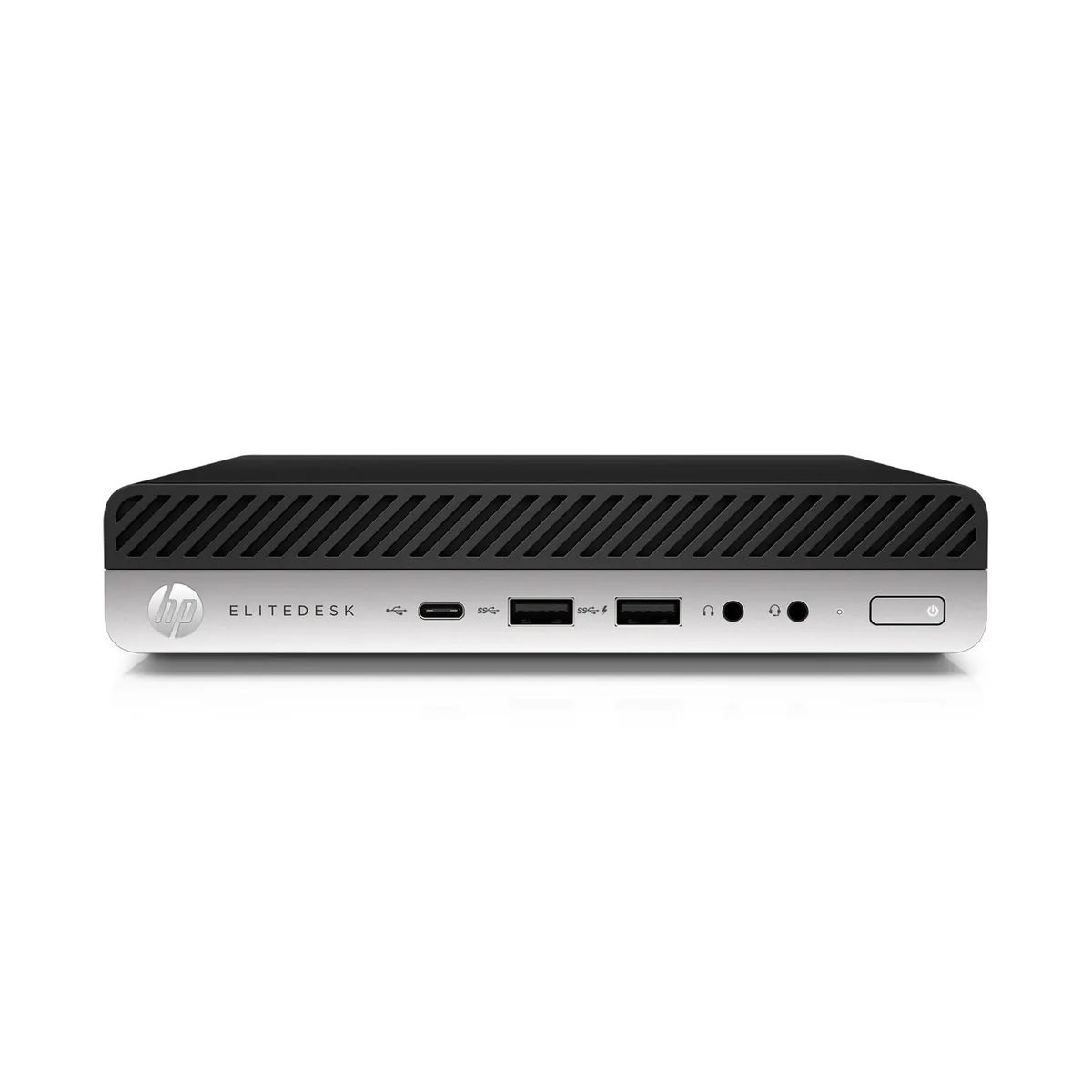 Small black square mini desktop PC with smooth matte finish