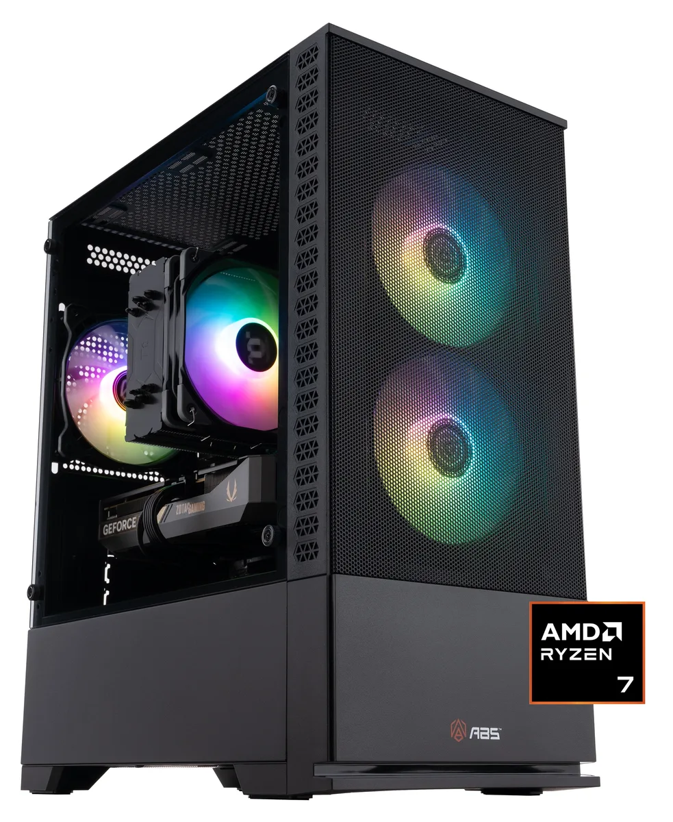 Refurbished mid-tower gaming desktop in black case with RGB lighting visible
