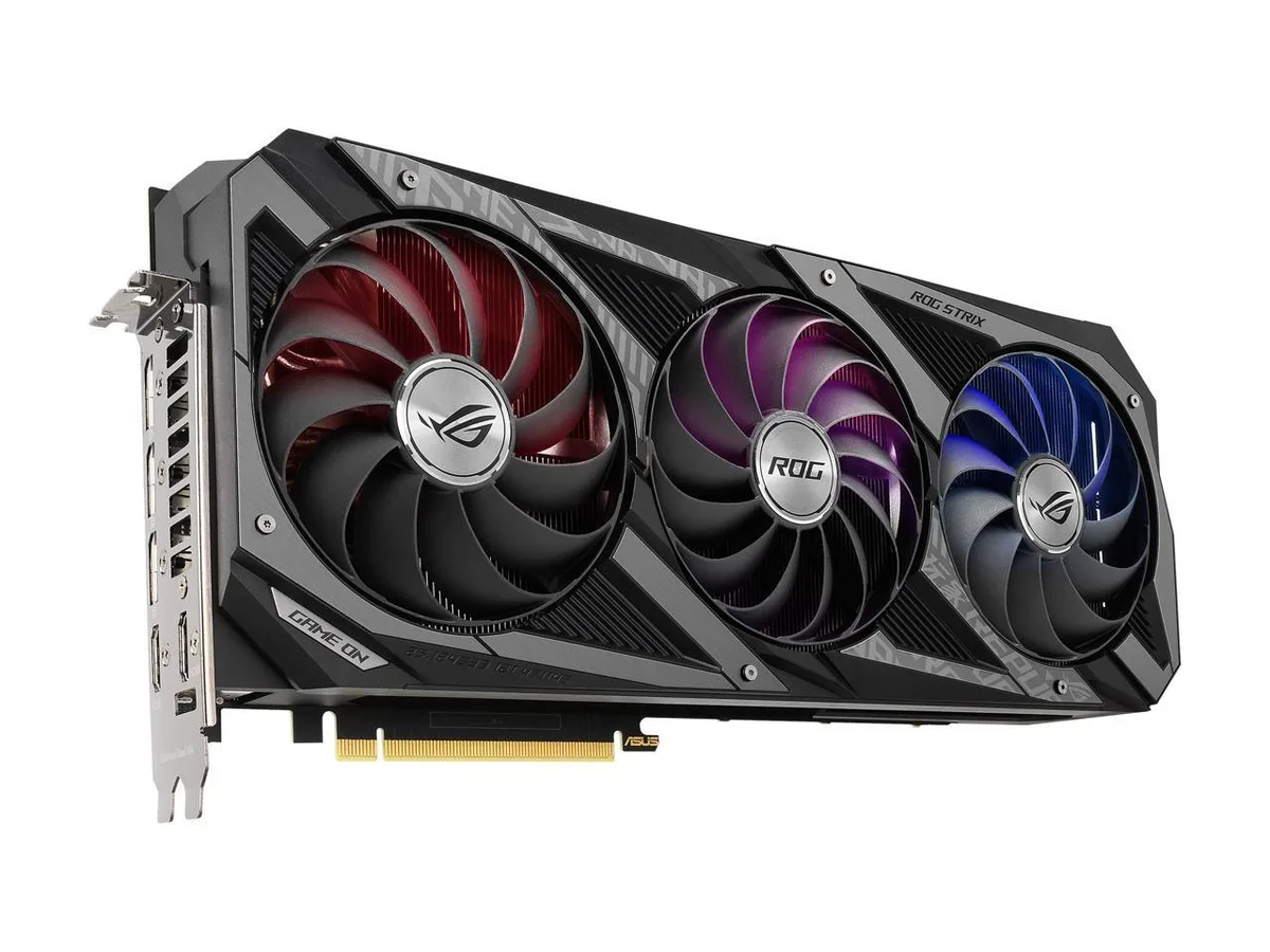 ASUS ROG STRIX RTX 3070 Ti graphics card with triple-fan cooler