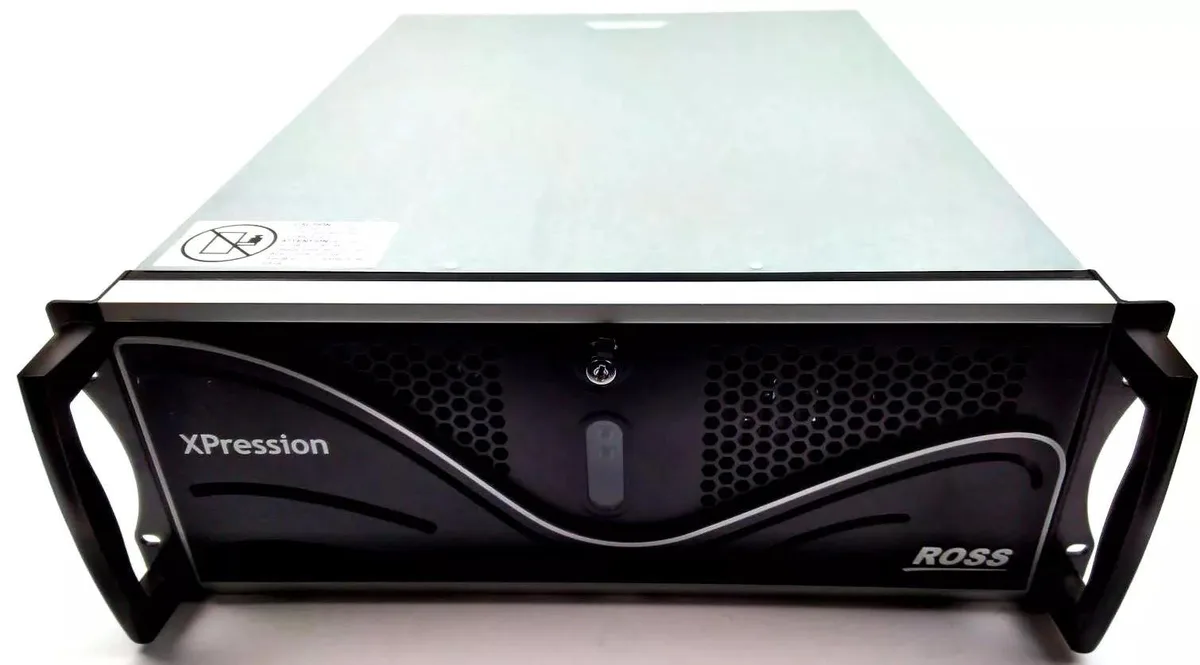Black rackmount server chassis with front drive bays and rear I/O ports