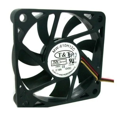 Black 60mm square cooling fan 10mm thick 3-pin connector