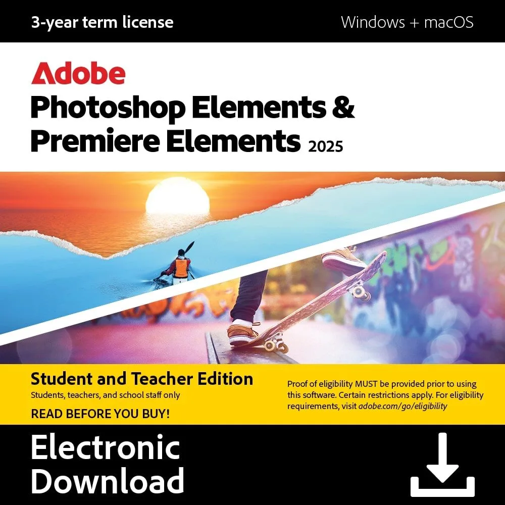 Adobe Adobe Photoshop &amp; Premiere Elements 2025 Student &amp; Teacher 3-Year 30006940 — foto produk