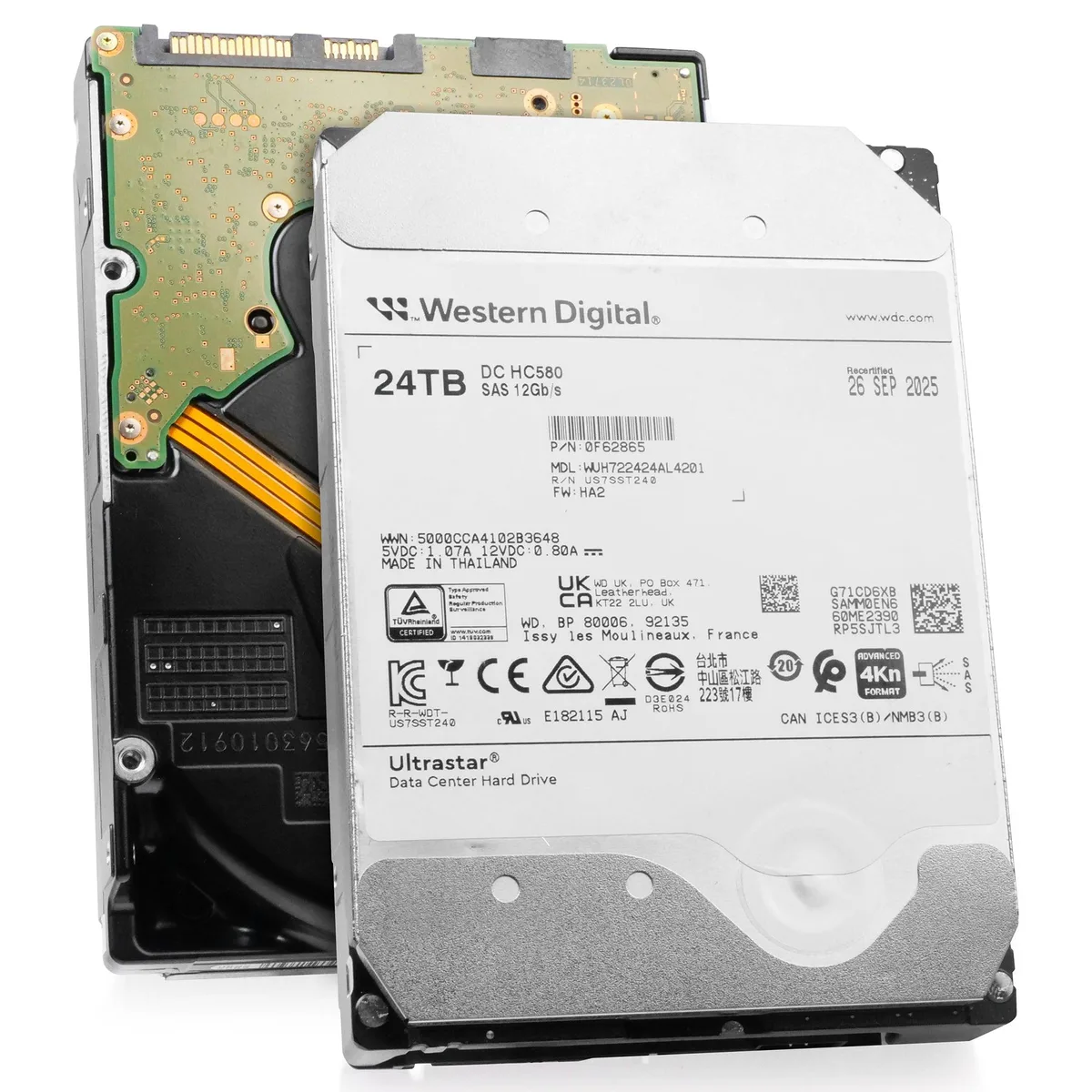 Western Digital Western Digital Ultrastar DC HC580 WUH722424AL4201 24TB SAS 12Gb/s 7200 RPM 512MB 3.5in internal hard drive — תמונת המוצר