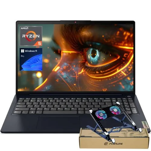 Blue Lenovo IdeaPad 1 laptop, 15.6 inch FHD IPS screen, slim silver chassis