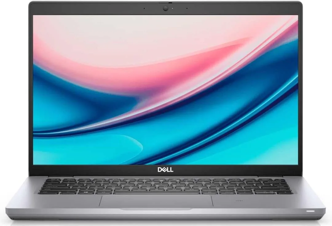 Silver 14-inch Dell Latitude 5421 laptop with matte display and webcam