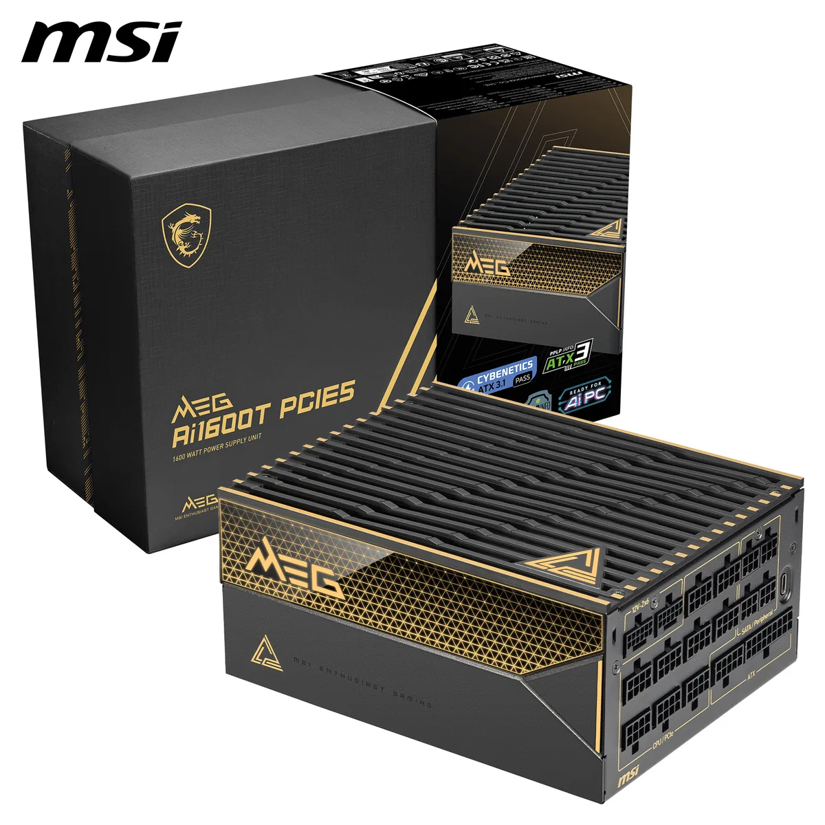 Black fully modular ATX power supply with 135 mm fan and braided cables