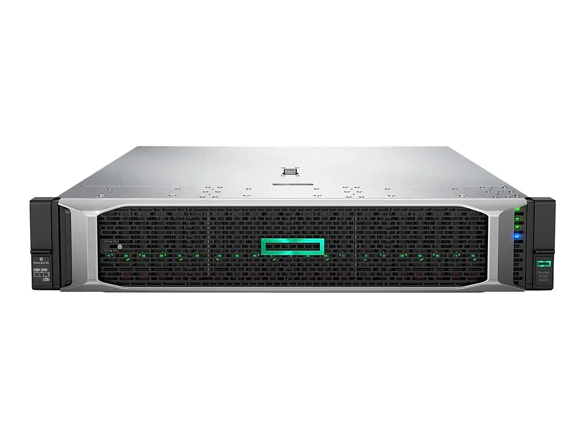 Silver 2U rack server front panel with eight small drive bays