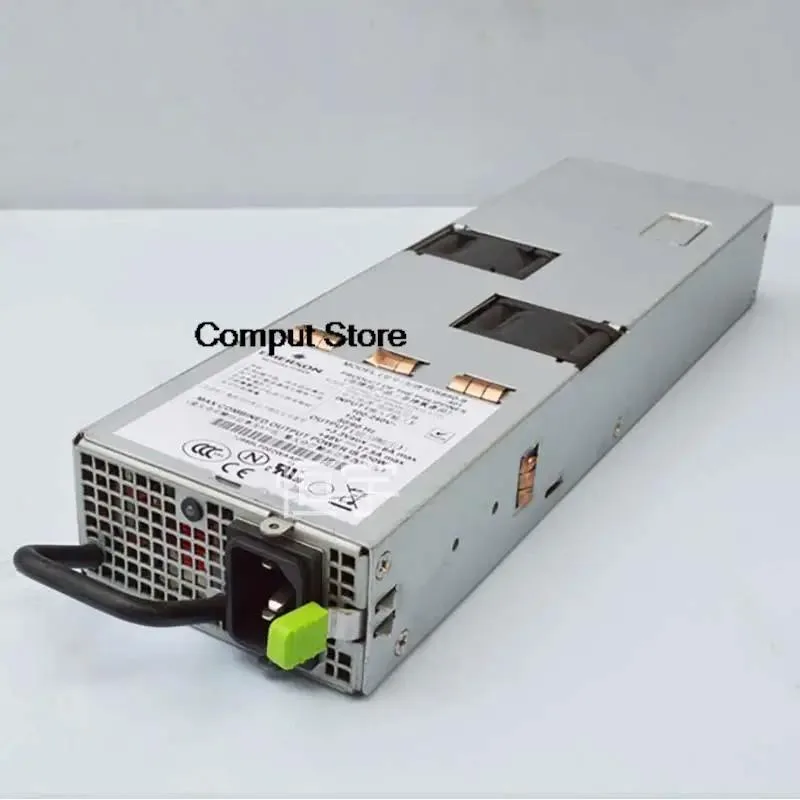 Rectangular silver server power supply unit with label DS850-9-401 48V 17.5A