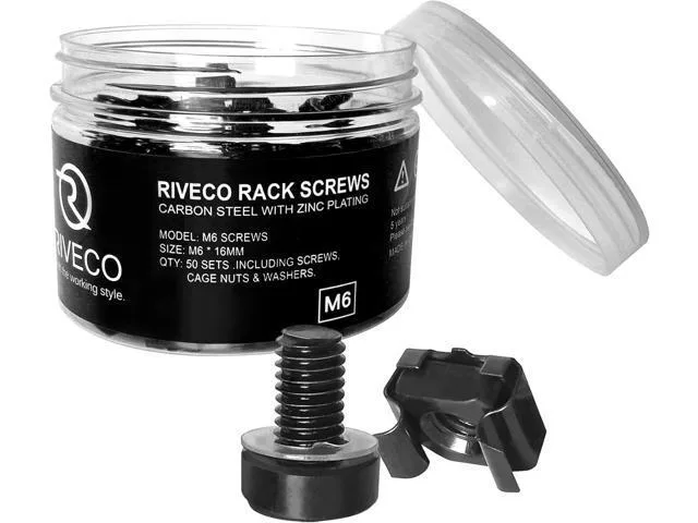 LORDWORLD LORDWORLD M6 x 16mm Rack Screws &amp; Cage Nuts 50 Sets Black — 商品写真