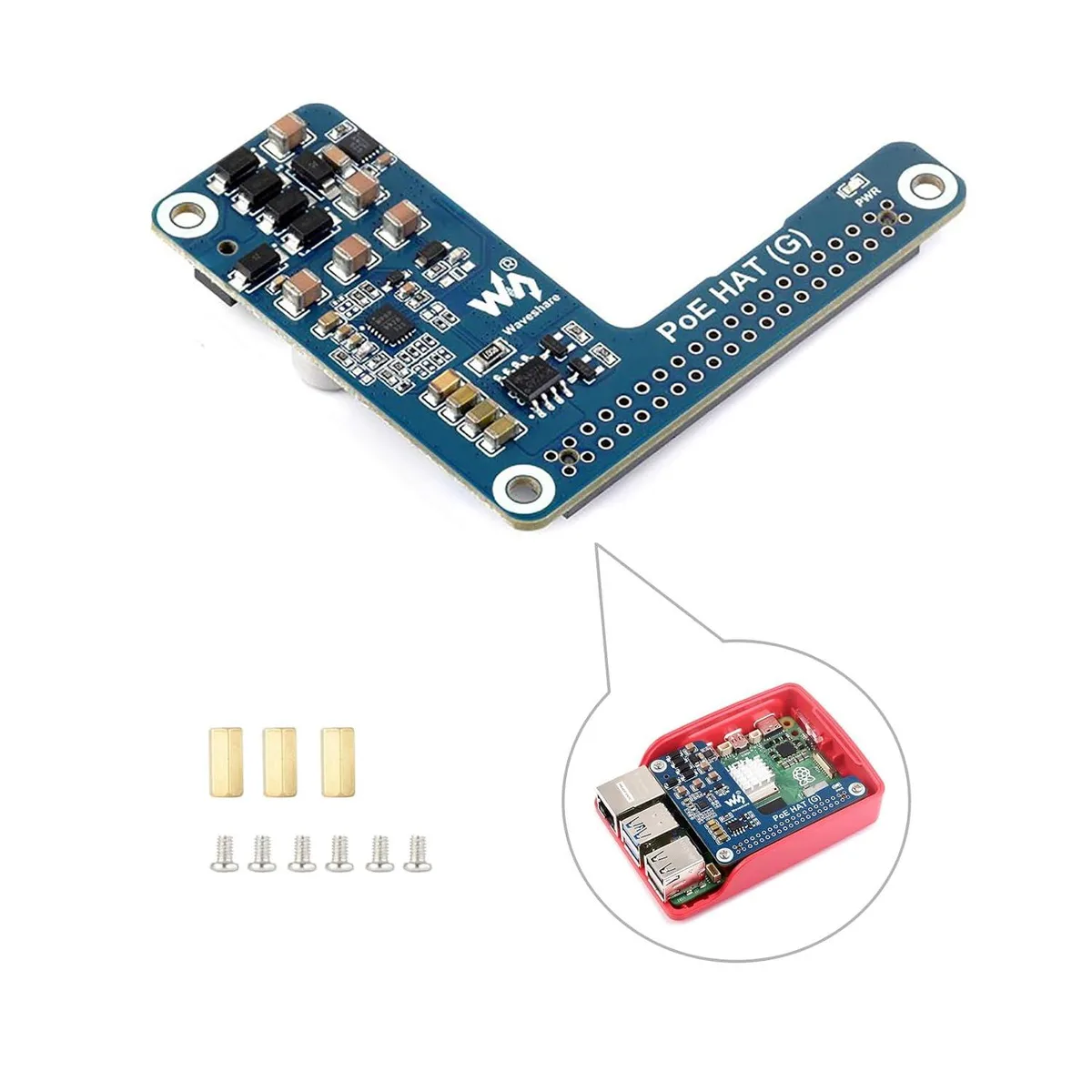 LORDWORLD LORDWORLD PoE HAT for Raspberry Pi 5 40-pin 802.3af/at development board — foto produk