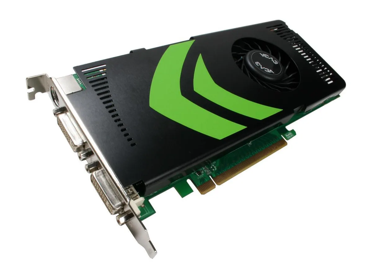 EVGA GeForce 8800 GS graphics card with dual DVI ports and single-slot cooler