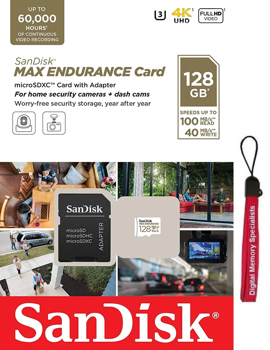 SanDisk SanDisk MAX ENDURANCE 128GB microSDXC C10 U3 V30 100MB/s SDSQQVR-128G-GN6IA with Adapter — φωτογραφία προϊόντος