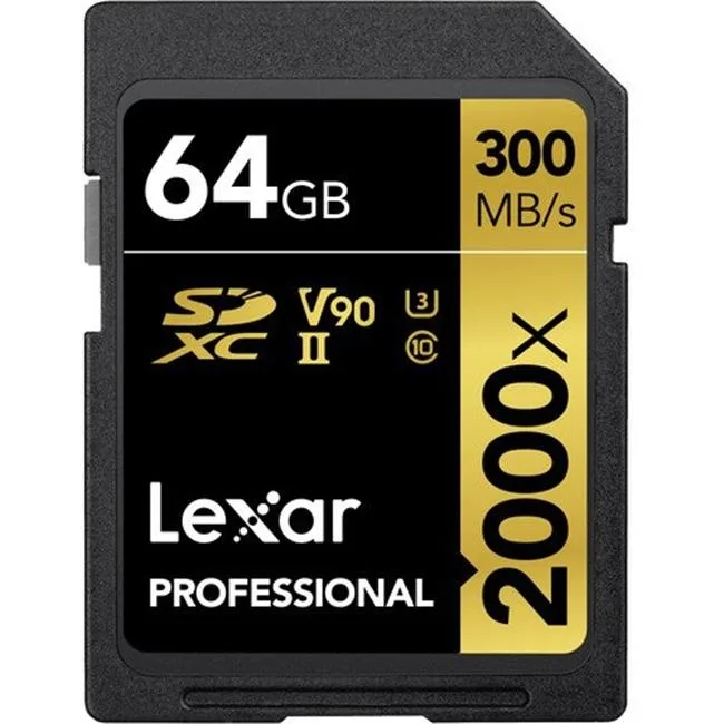 Lexar Lexar Professional 2000x SDXC 64GB UHS-II U3 V90 LSD2000064G-BNNNU memory card — product photo