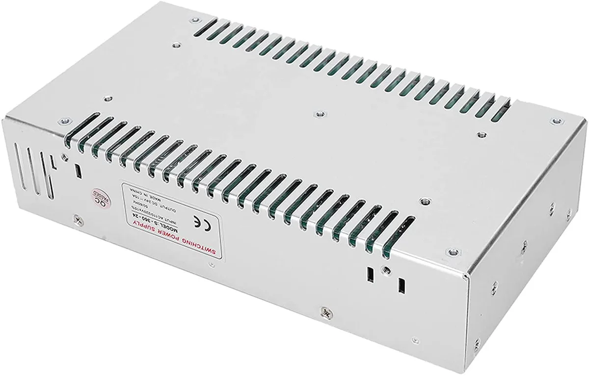 Pink aluminum alloy switch-mode power supply unit, rectangular open-frame design