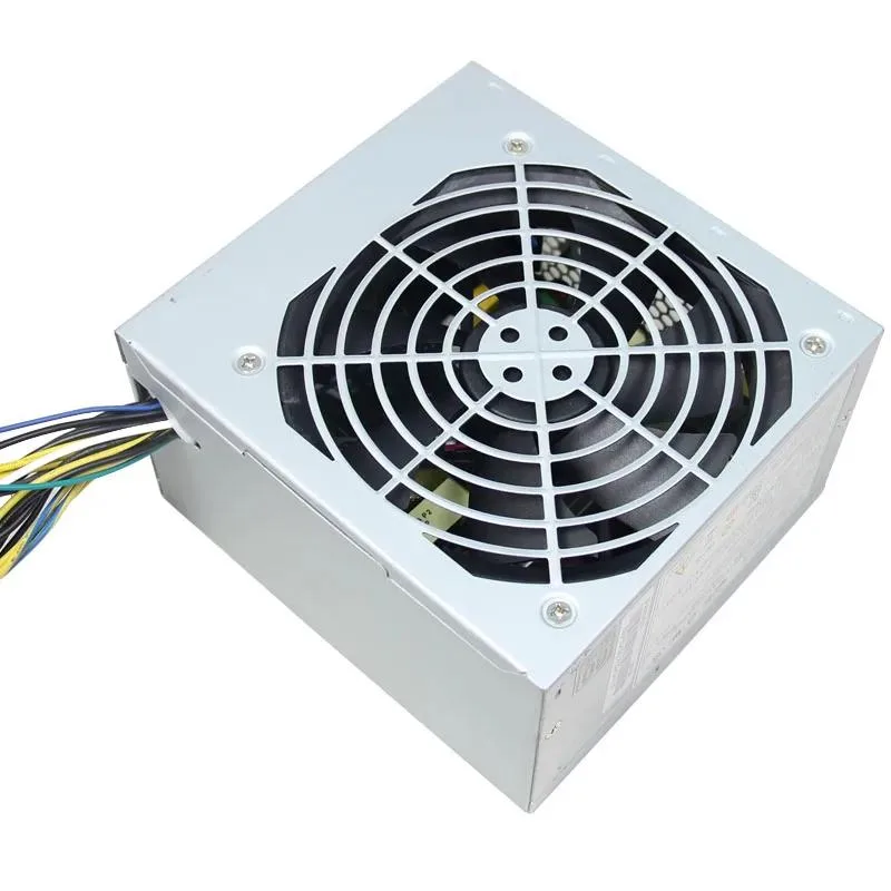 Rectangular silver ATX power supply unit with 14-pin connector visible