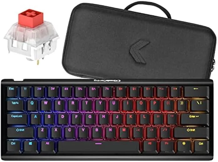 TAURKENAM TAURKENAM TKO Gaming Keyboard 60% Kailh Box Red Split Spacebar Hotswap PBT Aluminum SF Shock Edition — produktbild