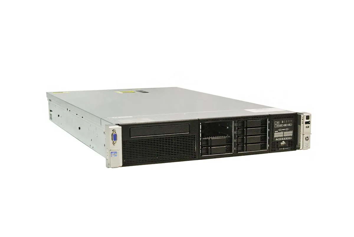 HP ProLiant DL380p Gen8 2U rack server, silver front bezel, eight drive bays