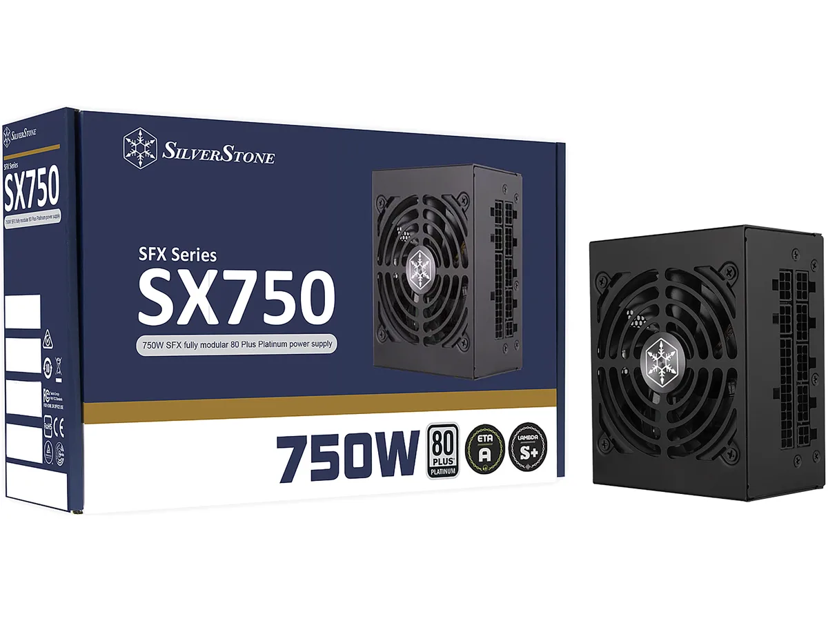 Compact black SFX power supply with 92 mm fan, fully modular flat cables