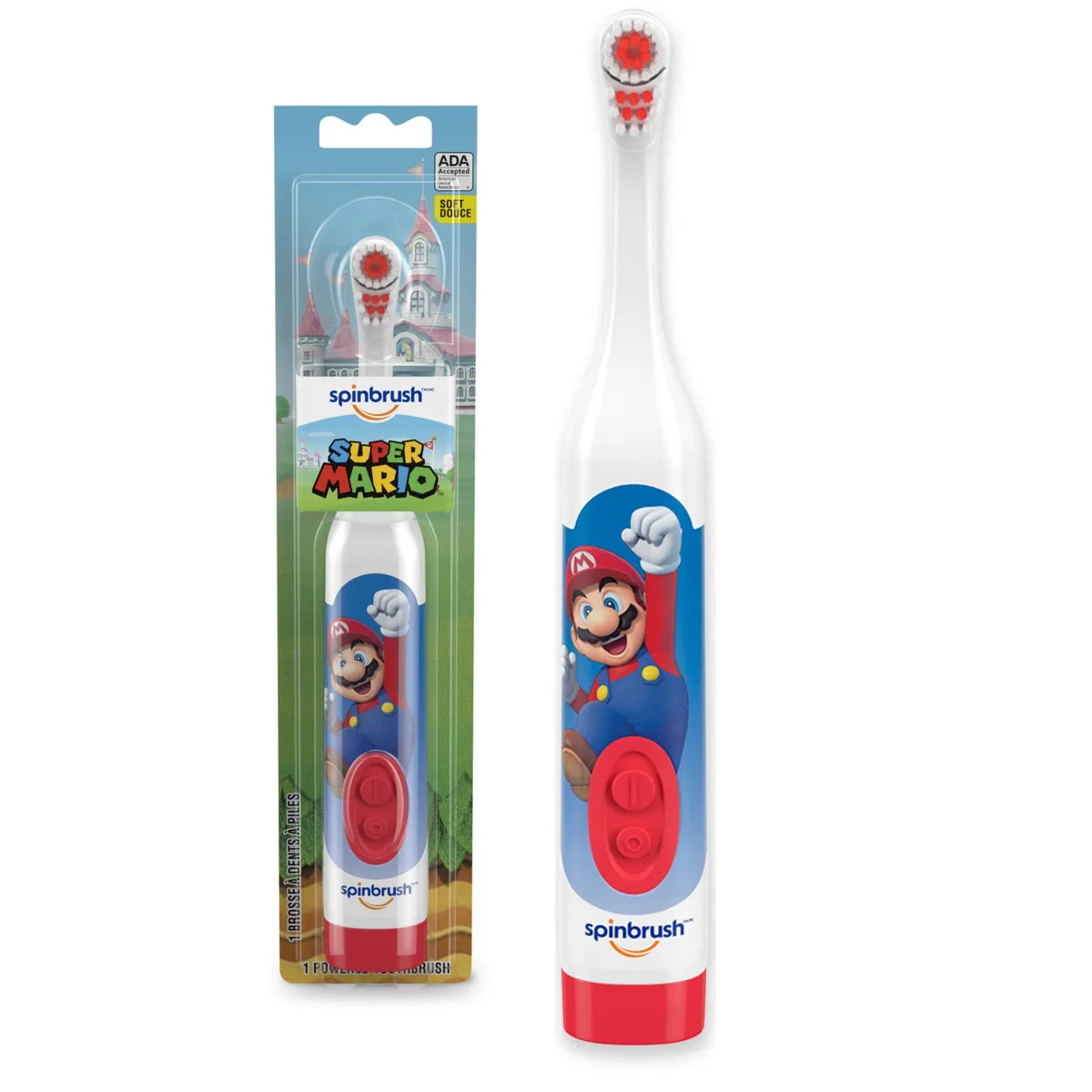  Waterpik Super Mario Kids Spinbrush Electric Battery Toothbrush Soft 1 ct — product photo
