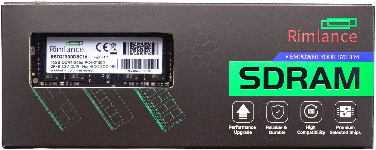 RIMLANCE RIMLANCE 16GB 1.2V DDR4 2666MHz PC4-21300 SODIMM 2RX8 laptop RAM — ภาพสินค้า