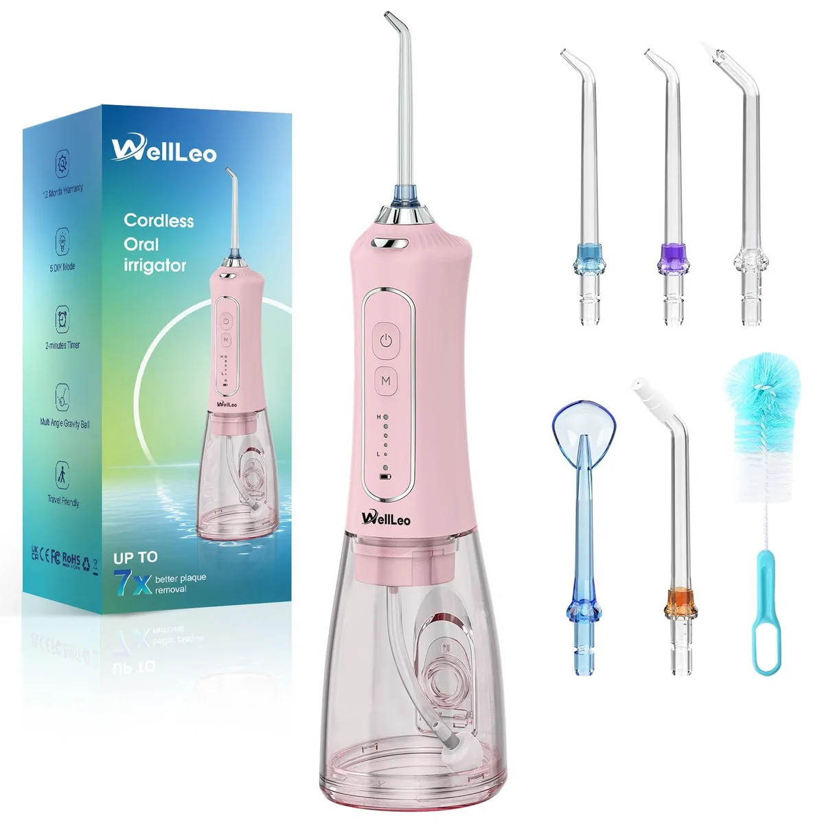  WELLLEO P12 300ML Cordless Oral Irrigator Pink oral care — product photo