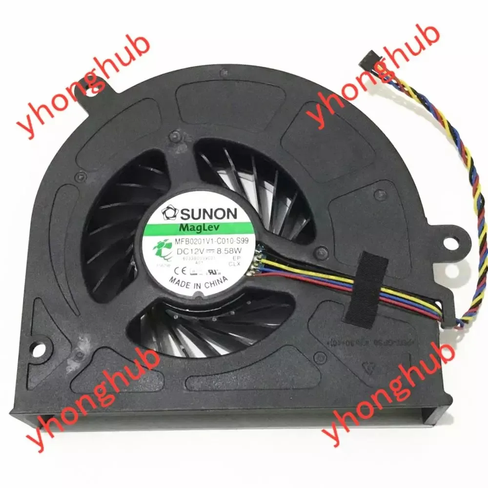 Compact black and silver CPU cooler fan with four-pin connector