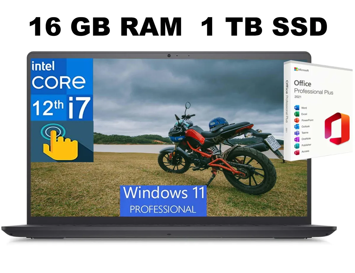 DELL DELL Inspiron 3520 15 laptop i7-1255U 10-core 16GB 1TB SSD 15.6" FHD touchscreen Windows 11 Pro Office 2021 — photo du produit