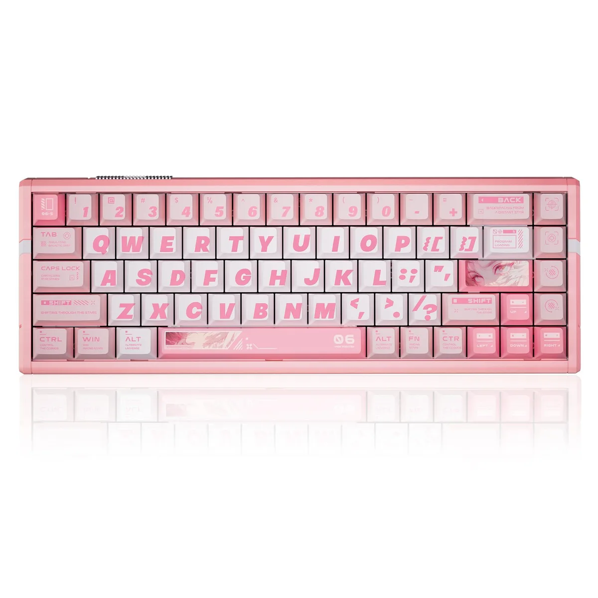 Pink-jade aluminum 65% keyboard with 68 keys and RGB lighting