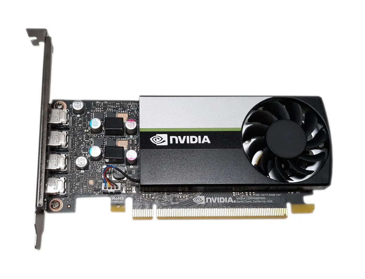 PNY NVIDIA T600 graphics card single-slot high-profile four mini DisplayPort outputs active fansink cooler