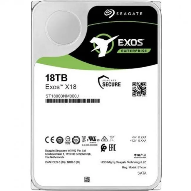 Seagate Seagate Exos X18 ST18000NM005J 18TB 7200 RPM 256MB Cache SAS 12Gb/s 3.5" internal hard drive — product photo