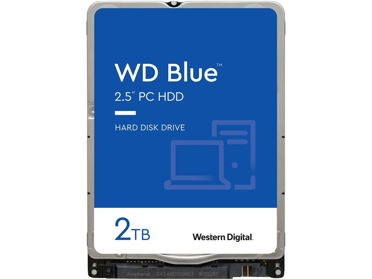 Silver 2.5-inch laptop hard drive with SATA connector