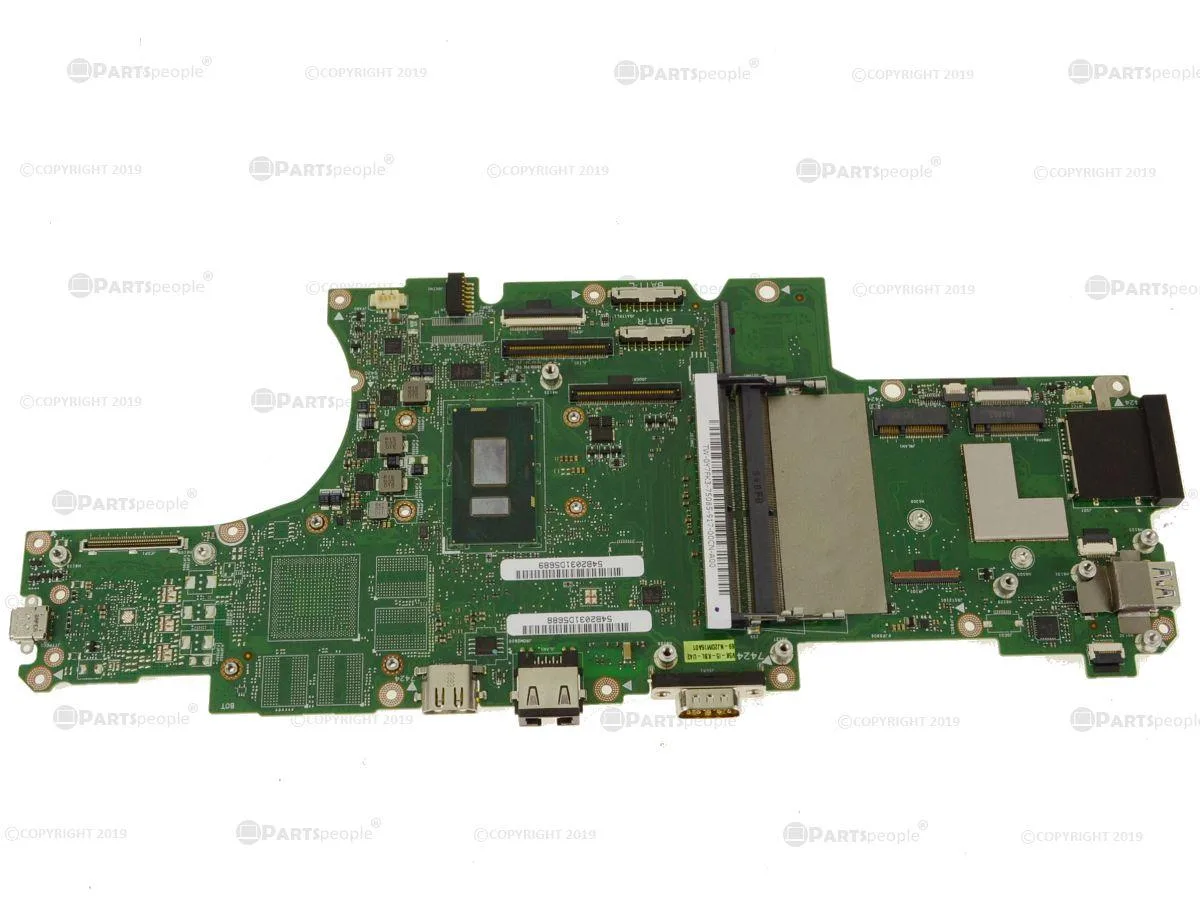 Green Dell rugged laptop motherboard with integrated i5-8350U processor visible