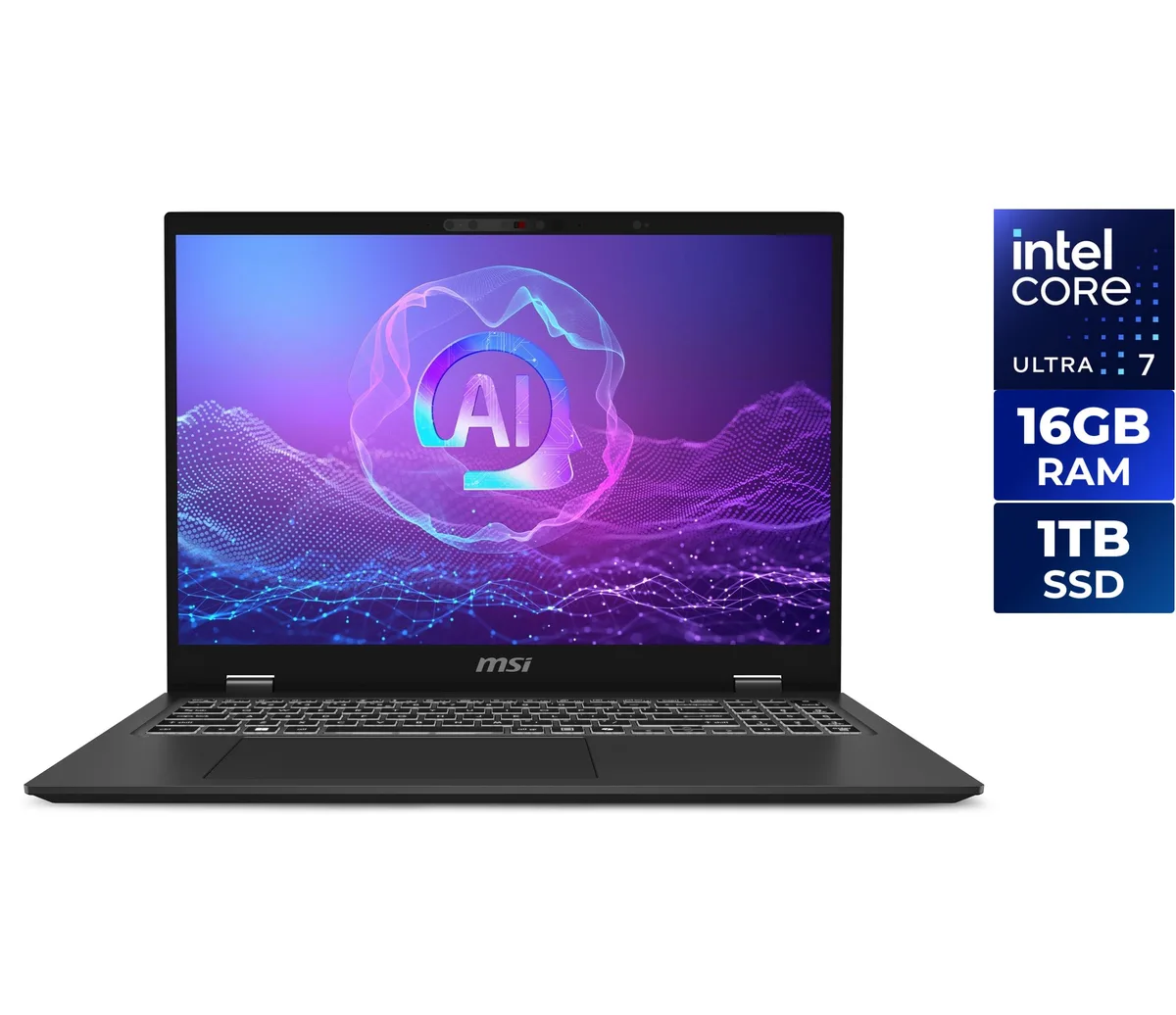 MSI MSI Prestige 16 AI Evo B2HMG-097US laptop Intel Core Ultra 7 155H 16GB DDR5 6400 1TB NVMe 3840x2400 OLED — photo du produit