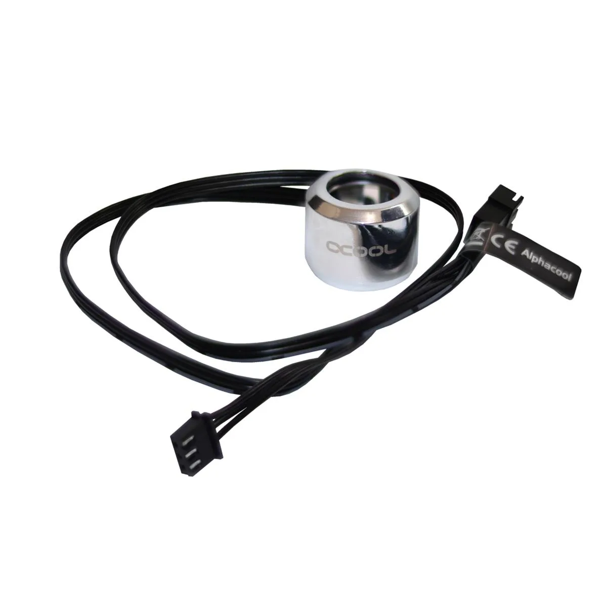 Chrome ARGB LED ring for 16mm rigid tubing, 20mm wide, 75cm cable