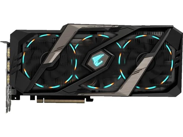 Triple-slot graphics card with silver shroud and three fans visible from front