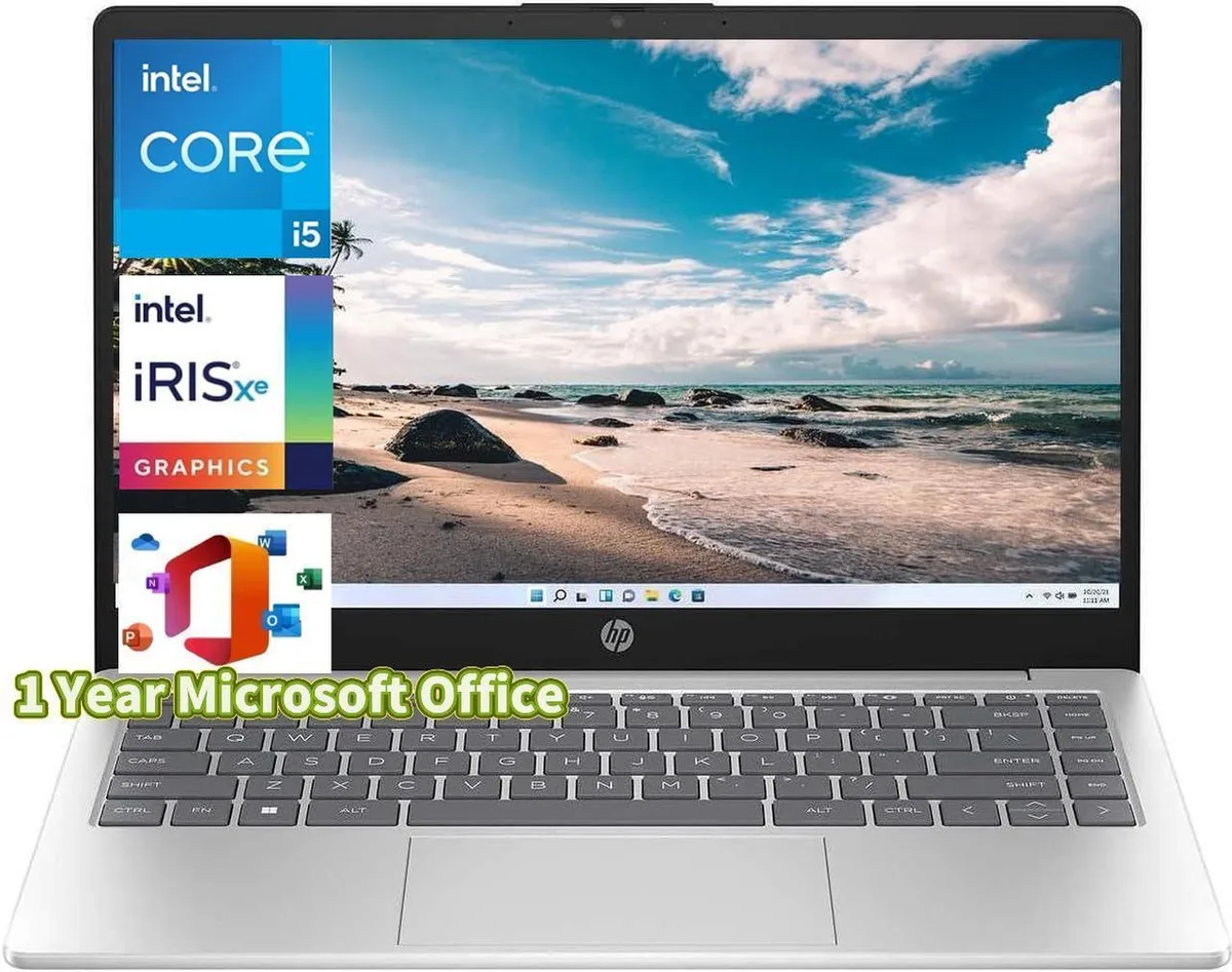 Silver 17.3-inch laptop with slim profile and backlit keyboard