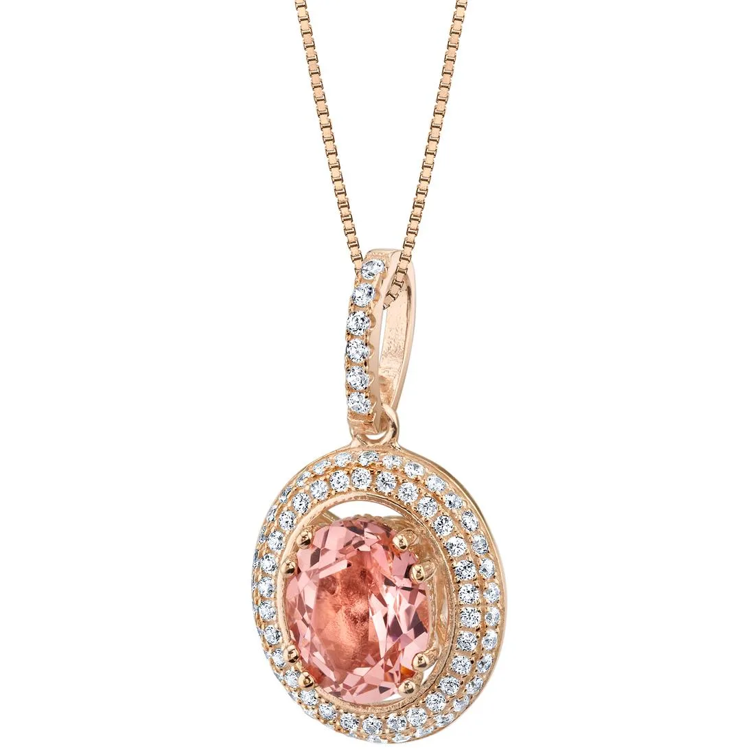 Oravo Oravo Simulated Morganite Rose-Tone Sterling Silver Harmony Pendant Necklace 18" 5.5ct .925 — vörumynd