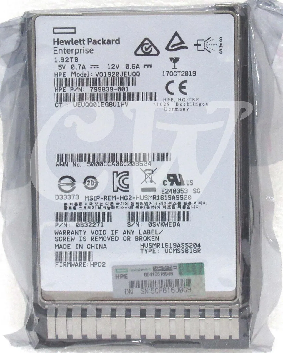 HPE HPE VO1920JEUQQ 1.92TB 12Gbps SAS 2.5in enterprise SSD — productfoto